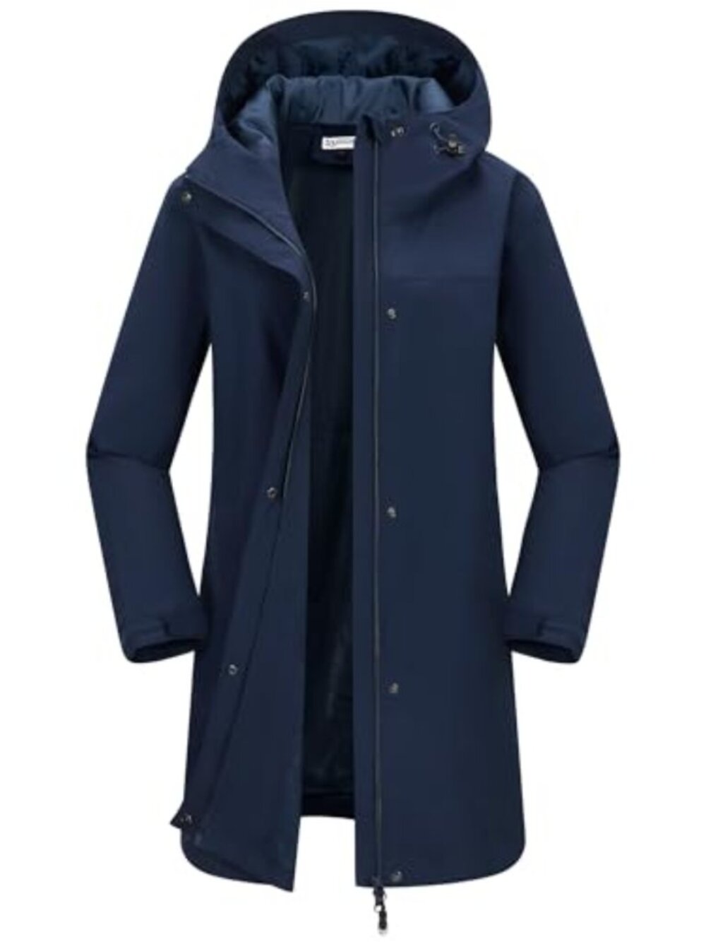Waterproof Long Rain Jacket with Hood Adjustable Waist Trench Coat
